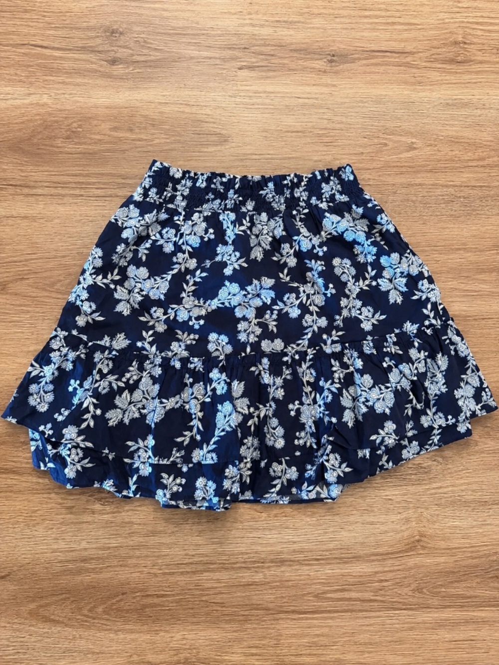 J.Crew Navy Blue Floral Ruffle Mini Skirt | Size Small